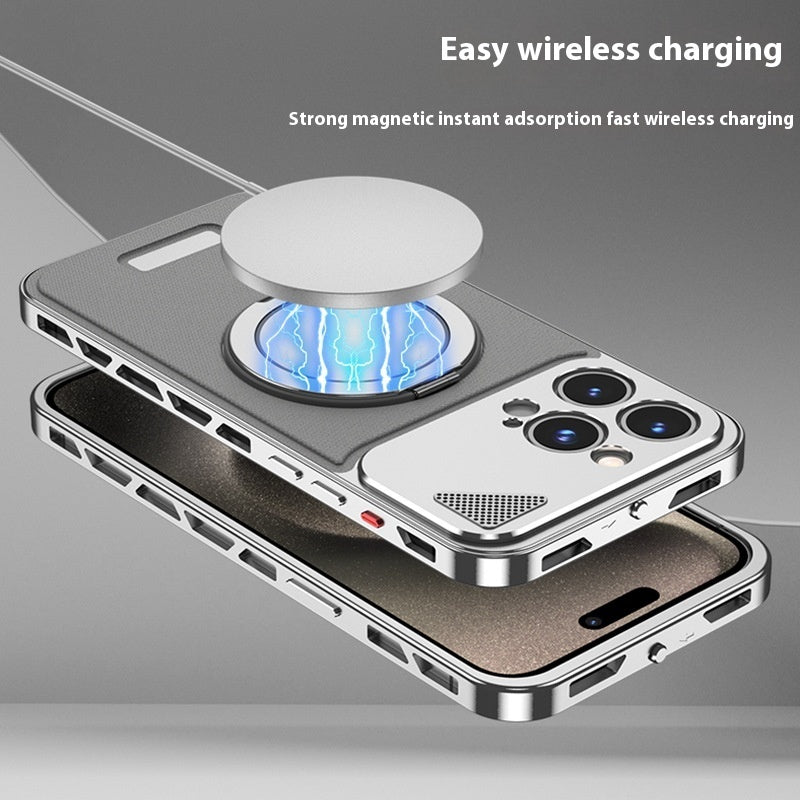 Aluminum Alloy Leather Spring Fastener Phone Case Rotating Bracket